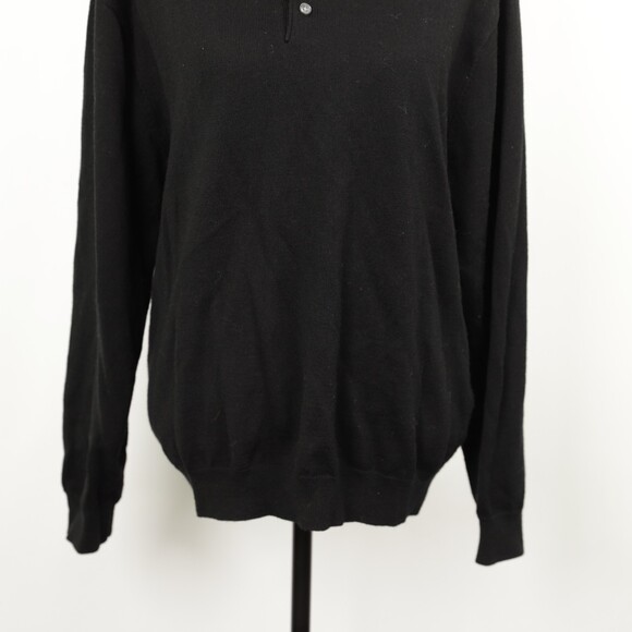 EC Linea Uomo Wool Polo Long Sleeve Black Sweater size XL - Picture 4 of 8